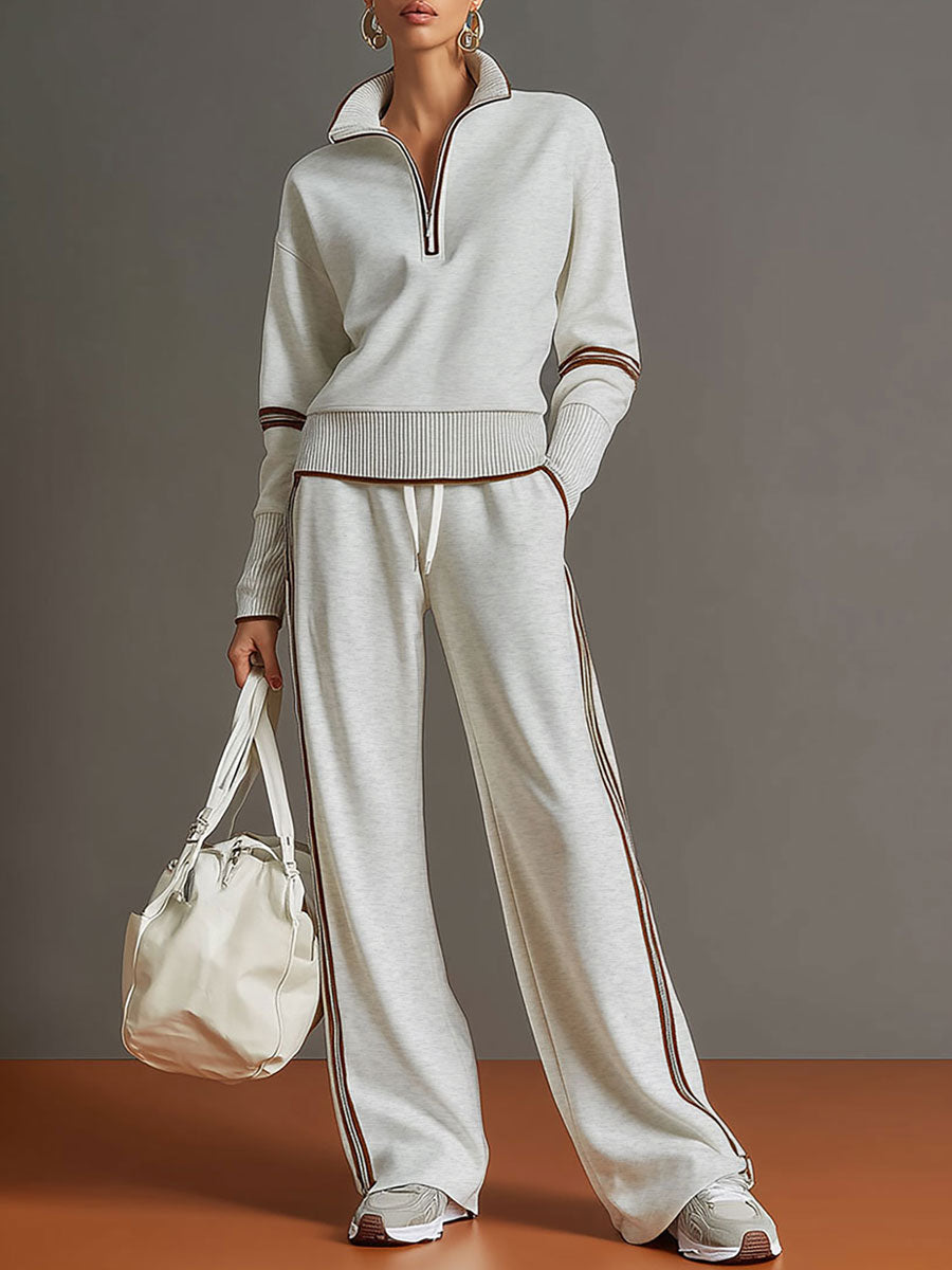 Ensemble Sport Chic Rétro – Demi-Zip & Pantalon