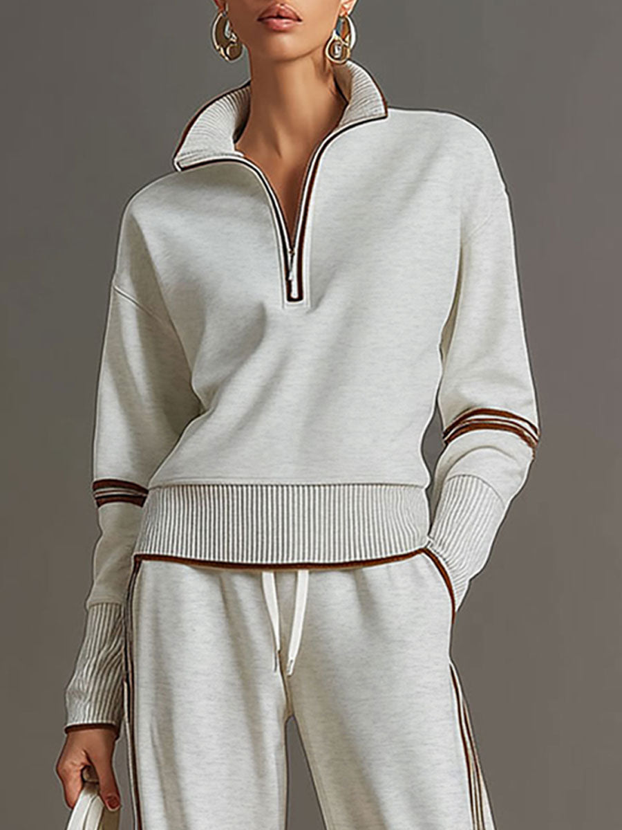 Ensemble Sport Chic Rétro – Demi-Zip & Pantalon