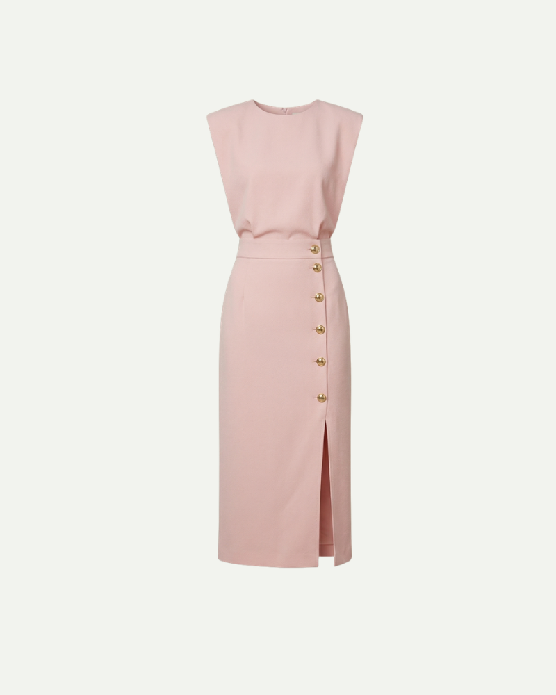 Élise | Robe Midi Fendue à Boutons