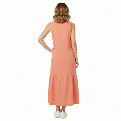 Robe midi sans manches, col en V, coupe évasée A