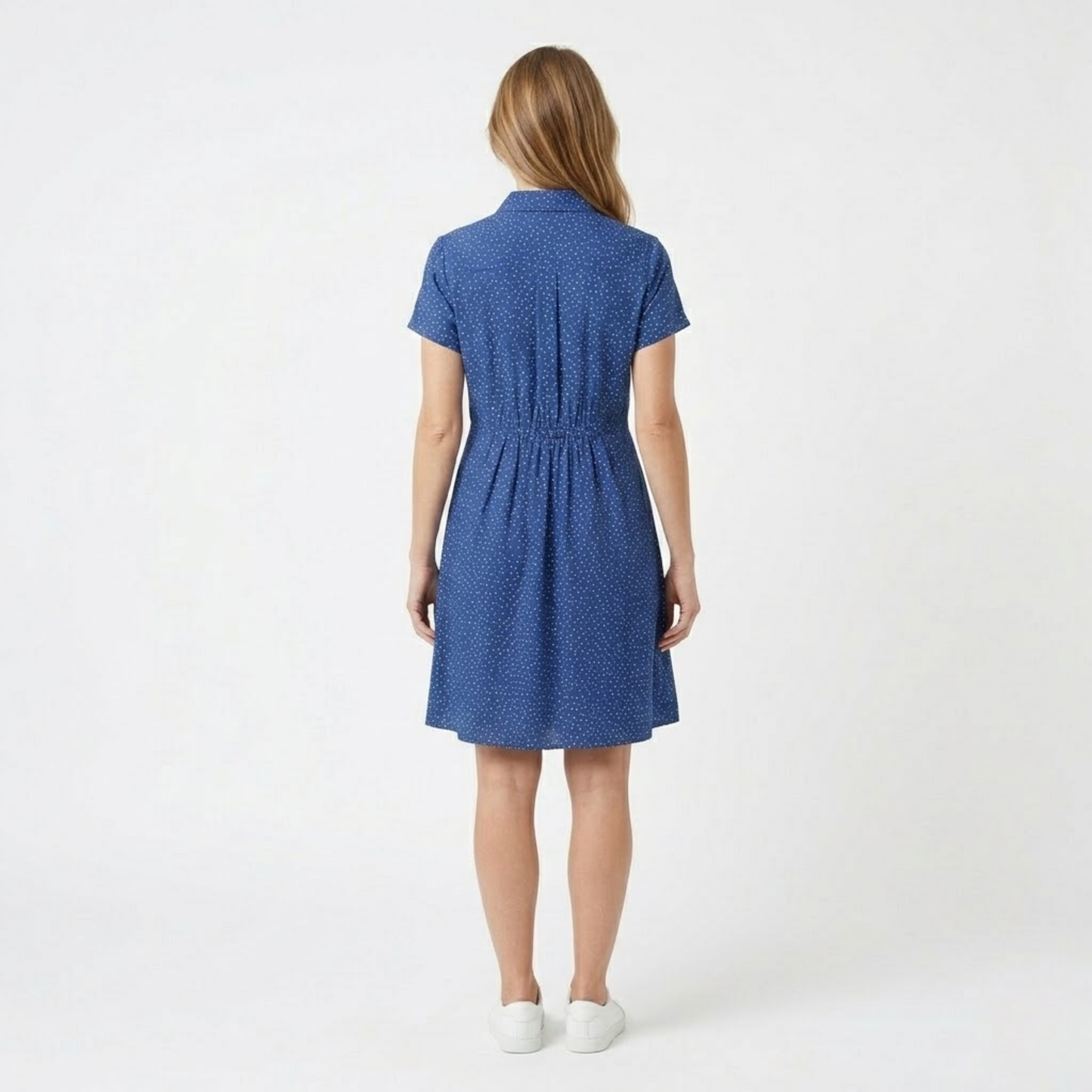 Robe d'Été Mi-Longue Imprimée à Col Rond et Manches Courtes
