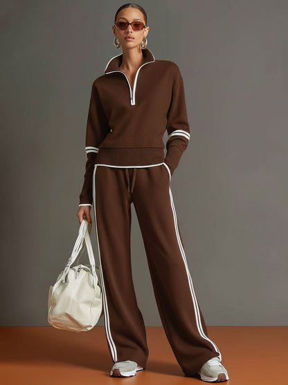 Ensemble Sport Chic Rétro – Demi-Zip & Pantalon