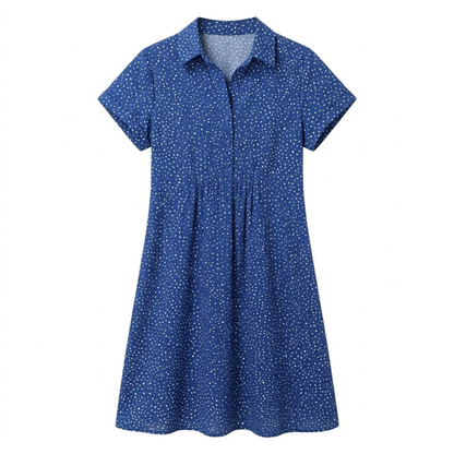 Robe d'Été Mi-Longue Imprimée à Col Rond et Manches Courtes