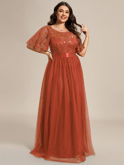 ever SAPHIR|Robes de cérémonie longues à manches courtes et broderies A-Line