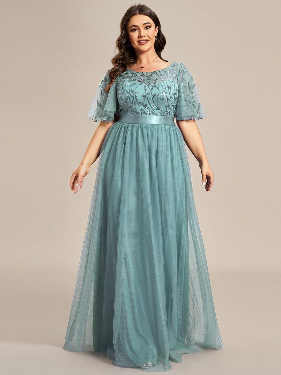 ever SAPHIR|Women's A-Line Short Sleeve Embroidery Floor Length Wedding Guest Dresses