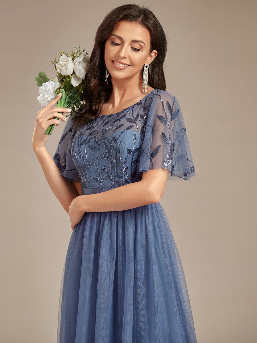 ever SAPHIR|Women's A-Line Short Sleeve Embroidery Floor Length Wedding Guest Dresses