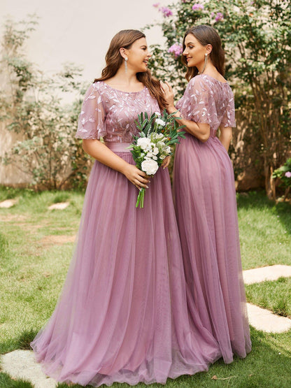 ever SAPHIR|Robes de cérémonie longues à manches courtes et broderies A-Line