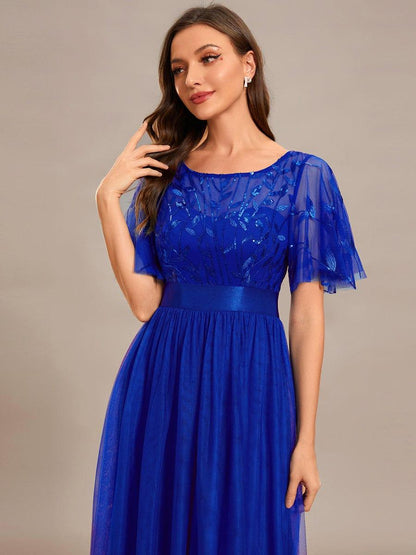ever SAPHIR|Robes de cérémonie longues à manches courtes et broderies A-Line