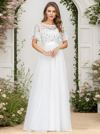 ever SAPHIR|Robes de cérémonie longues à manches courtes et broderies A-Line