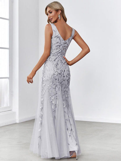 ever ORIEL|Women's Double V-Neck Fishtail Sequins Evening Dress