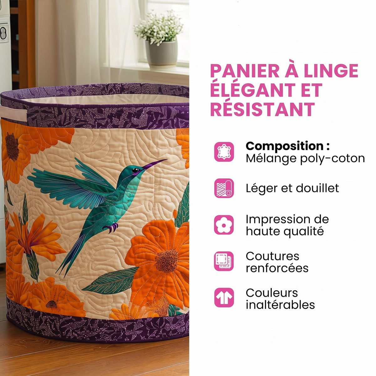 Panier à linge matelassé artisanal – Teckel