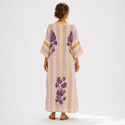 Sofía | Caftan Lilas à Imprimé Floral