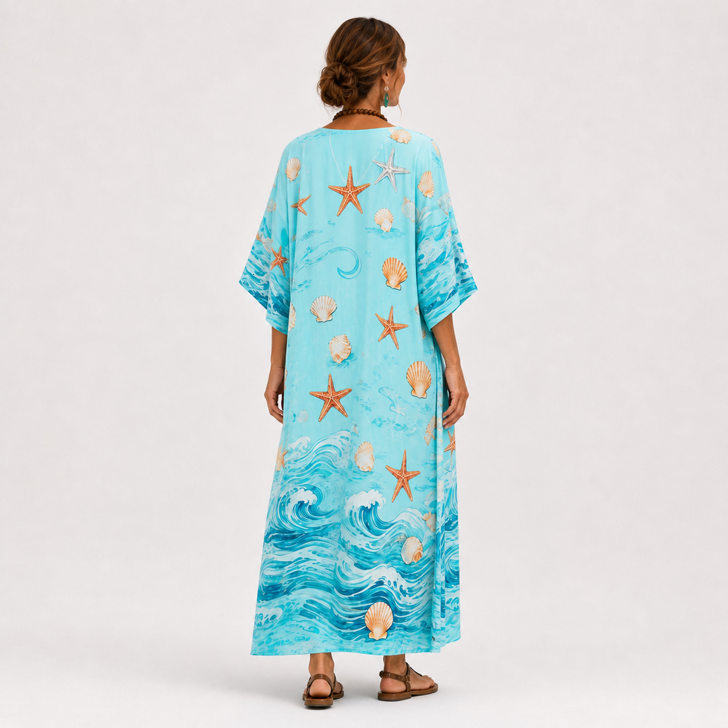 Chloe | Caftan Long Turquoise et Marine