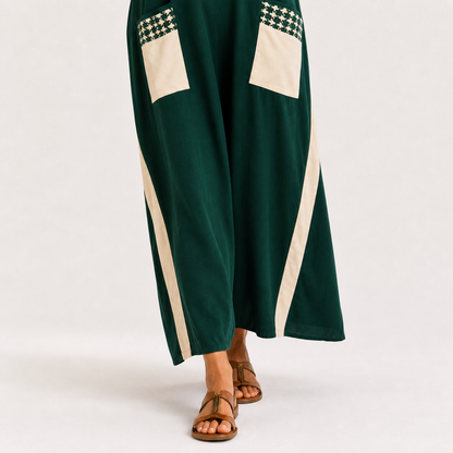 Noor | Caftan Vert à Imprimé Ethnique