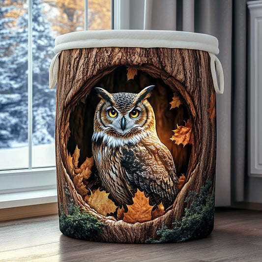 Panier à linge matelassé artisanal – Hibou