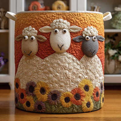 Panier à linge matelassé artisanal – Petit agneau