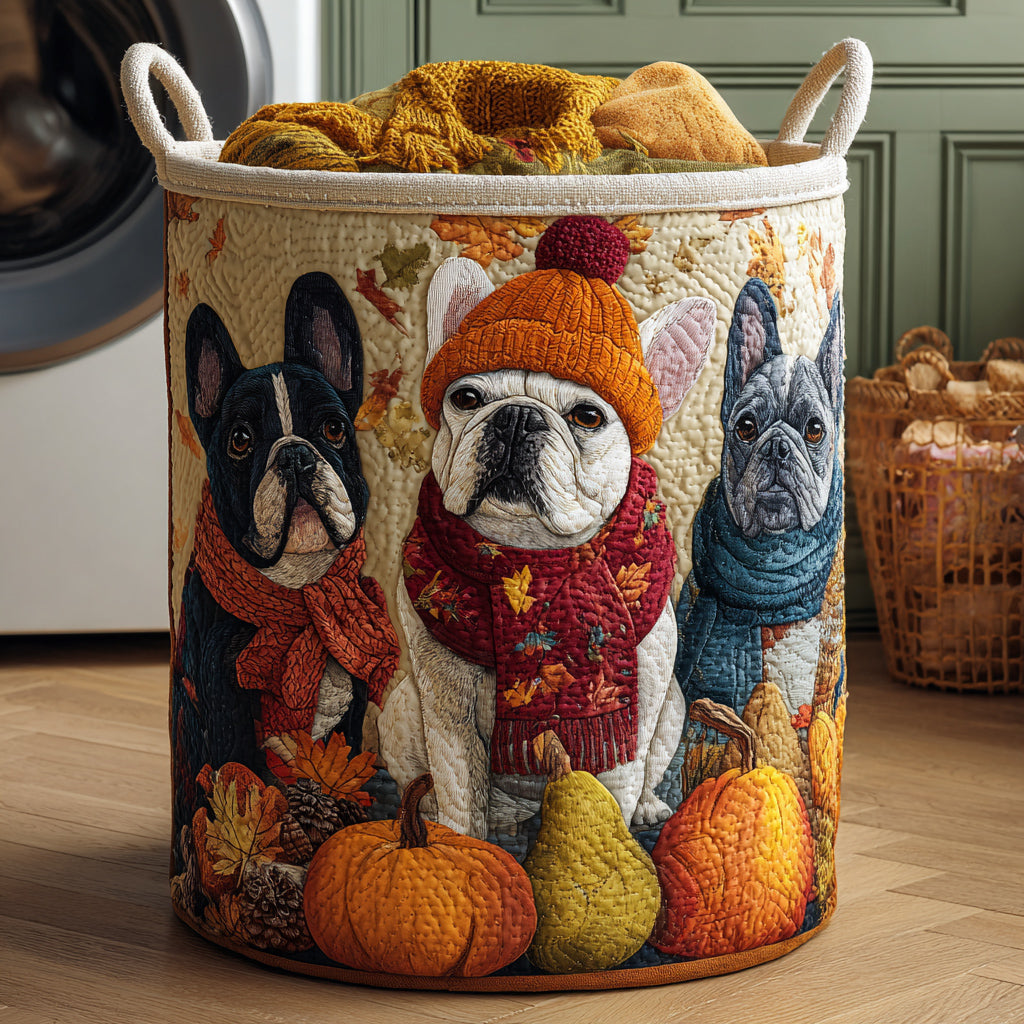 Panier à linge matelassé artisanal – Bouledogue