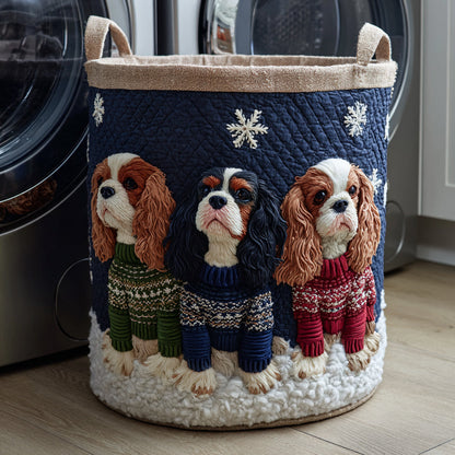 Panier à linge matelassé artisanal – Cavalier King Charles