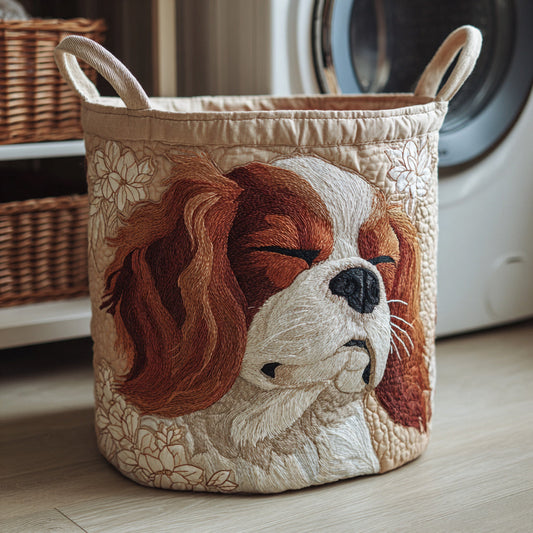 Panier à linge matelassé artisanal – Cavalier King Charles