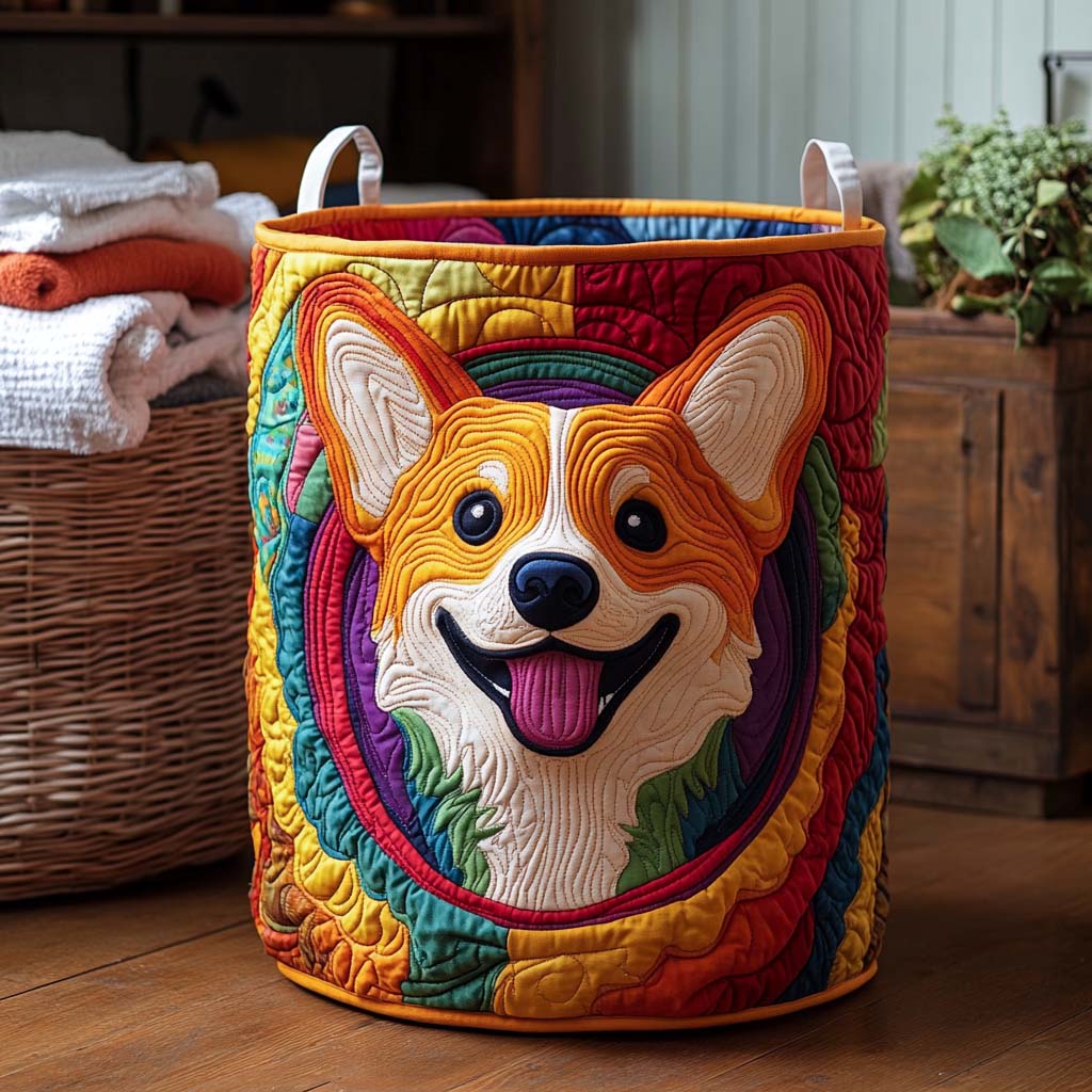 Panier à linge matelassé artisanal – Corgi