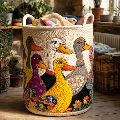 Panier à linge matelassé artisanal – Adorable canard