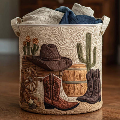 Panier à linge matelassé artisanal – Vache Highland
