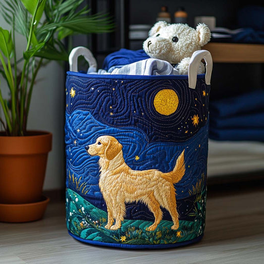 Panier à linge matelassé artisanal – Motif chien