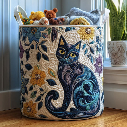 Panier à linge matelassé artisanal – Chats