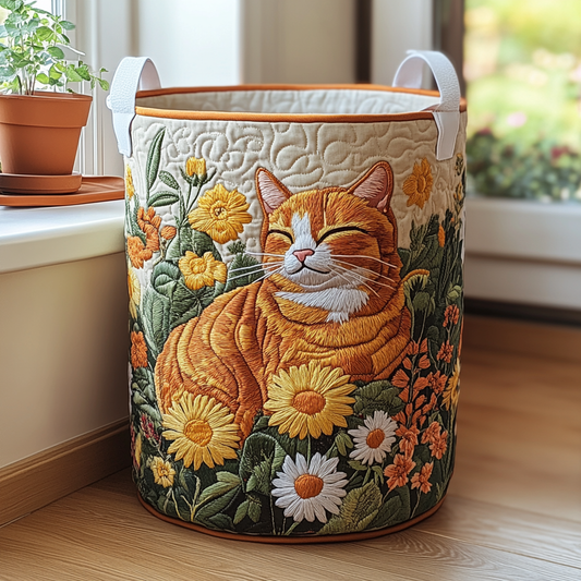Panier à linge matelassé artisanal – Chats