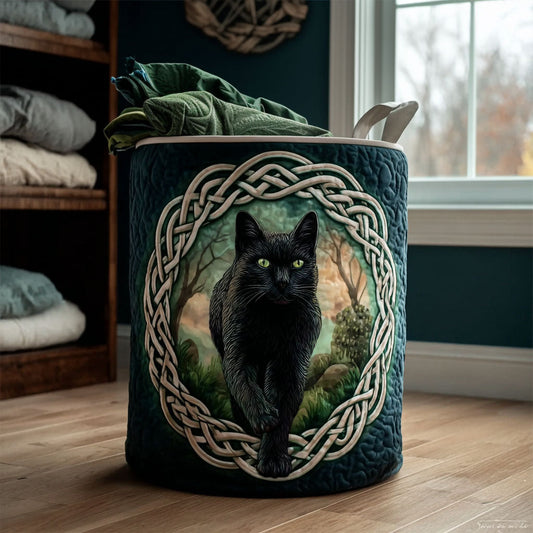 Panier à linge matelassé artisanal – Chats