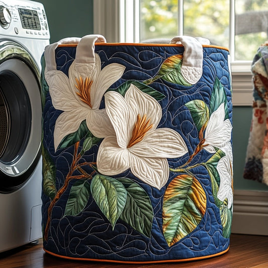 Panier à linge matelassé artisanal – Magnolias
