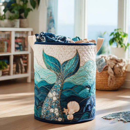 Panier à linge matelassé artisanal – Vagues marines