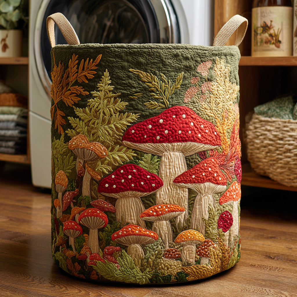 Panier à linge matelassé artisanal – Paysage naturel imprimé