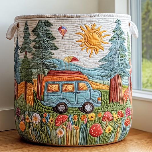 Panier à linge matelassé artisanal – Voyage paisible