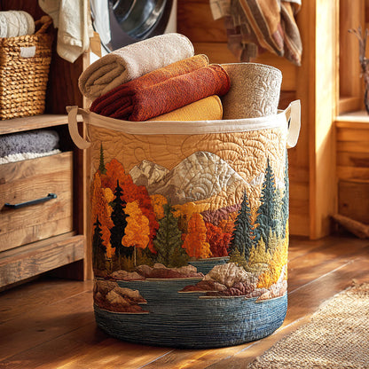 Panier à linge matelassé artisanal – Feuilles d'automne