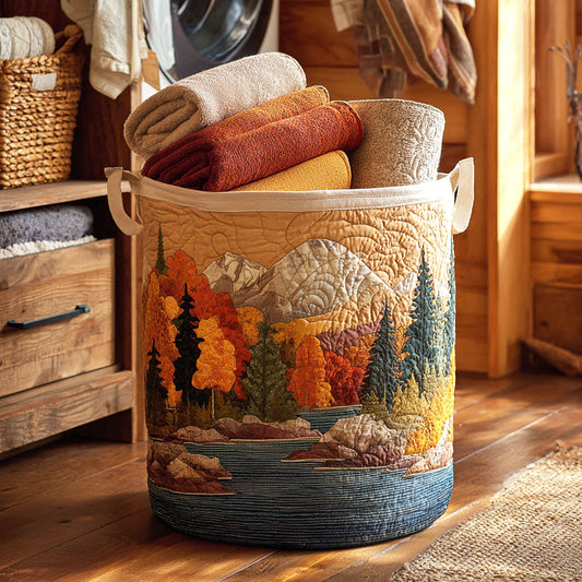 Panier à linge matelassé artisanal – Feuilles d'automne