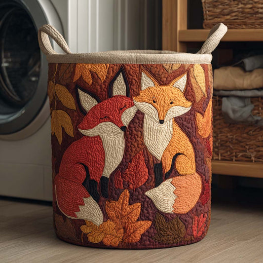 Panier à linge matelassé artisanal – Feuilles d'automne