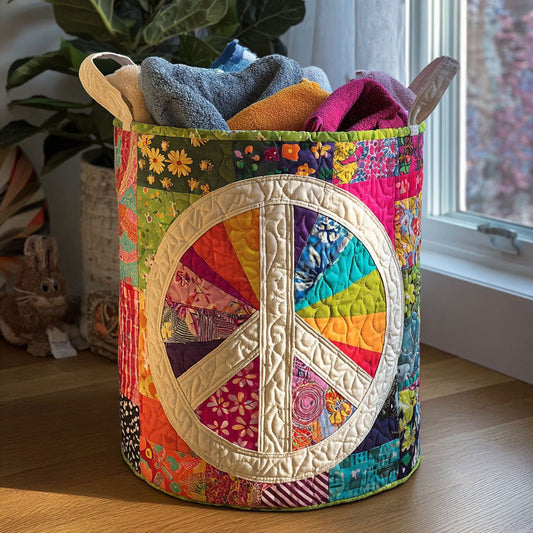 Panier à linge matelassé artisanal – Motif patchwork
