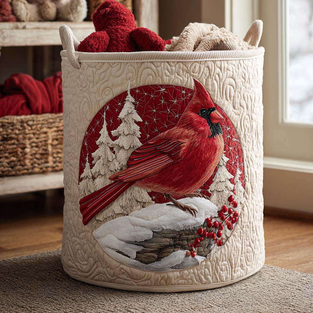 Panier à linge matelassé artisanal – Cardinal rouge