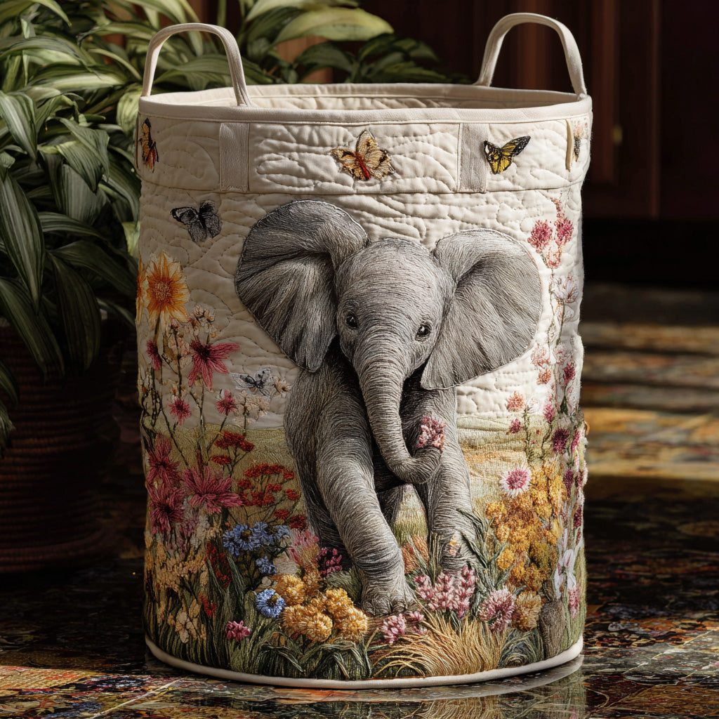 Panier à linge matelassé artisanal – Motif safari