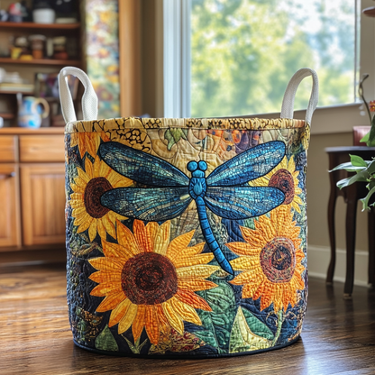 Panier à linge matelassé artisanal – Libellules