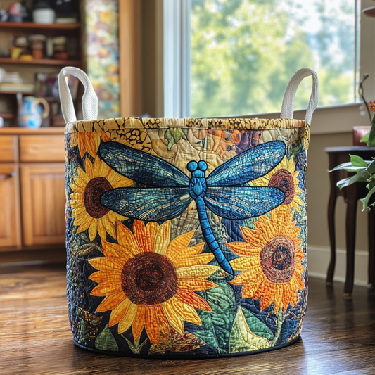 Panier à linge matelassé artisanal – Libellules