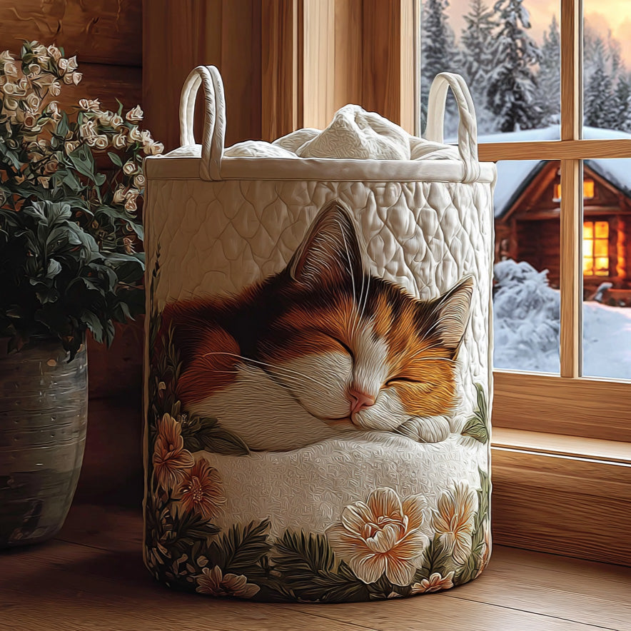 Panier à linge matelassé artisanal – Motif hivernal