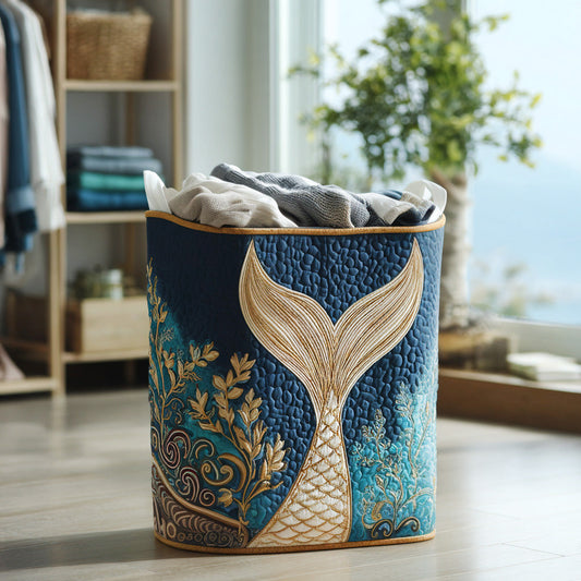 Panier à linge matelassé artisanal – Motif marin