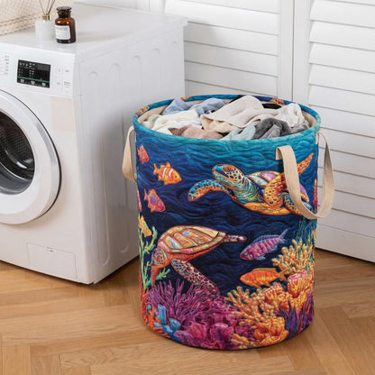 Panier à linge matelassé artisanal – Tortue de mer