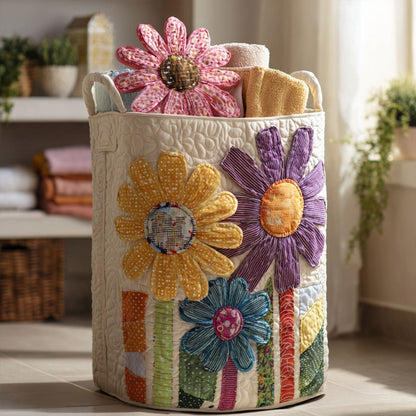 Panier à linge matelassé artisanal – Fleurs vintage