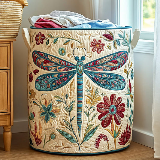 Panier à linge matelassé artisanal – Motif floral