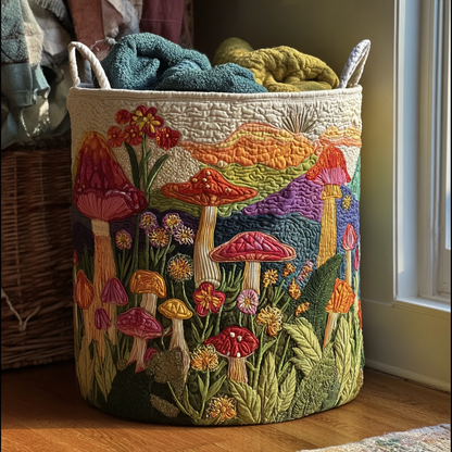 Panier à linge matelassé artisanal – Motif floral