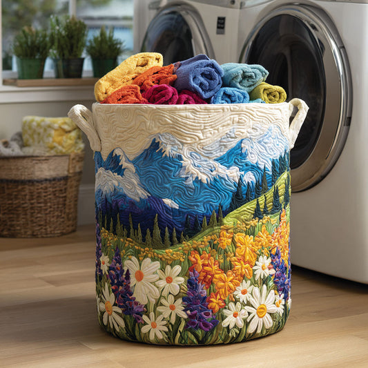 Panier à linge matelassé artisanal – Motif floral