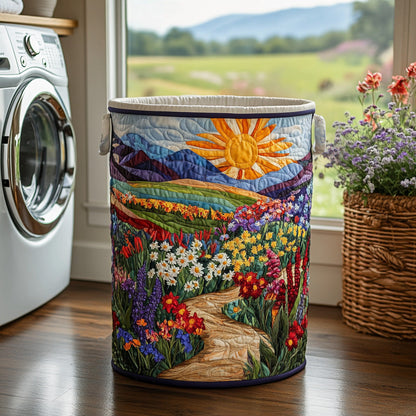 Panier à linge matelassé artisanal – Motif floral